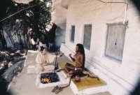 Interviewing Yogi Ramagyadas while staying with him in his Elephant Cave in Mount Abu, India, 1986.