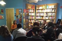 Speaking at book launch of *Once Upon a Yugoslavia* at Main Point Books, Bryn Mawr, Pennsylvania, November 17, 2015.